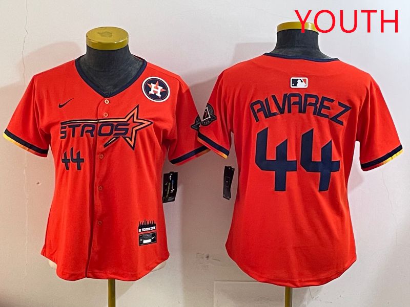 Youth Houston Astros #44 Alvarez Orange Three generations Joint Name 2025 Nike MLB Jersey style 4103->youth mlb jersey->Youth Jersey